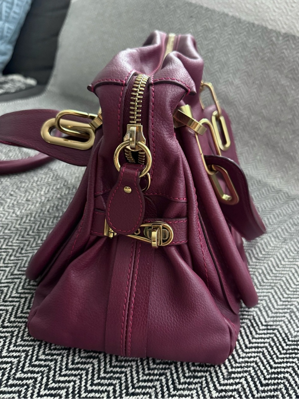 Chloe Medium Paraty Burgundy Handbag - Picture 3 of 16